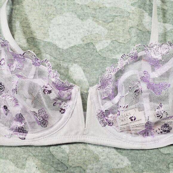 Victoria Secret Bra Womens 32B Purple Body By Victoria Unlined Demi Lace NWT‎ - Picture 3 of 10
